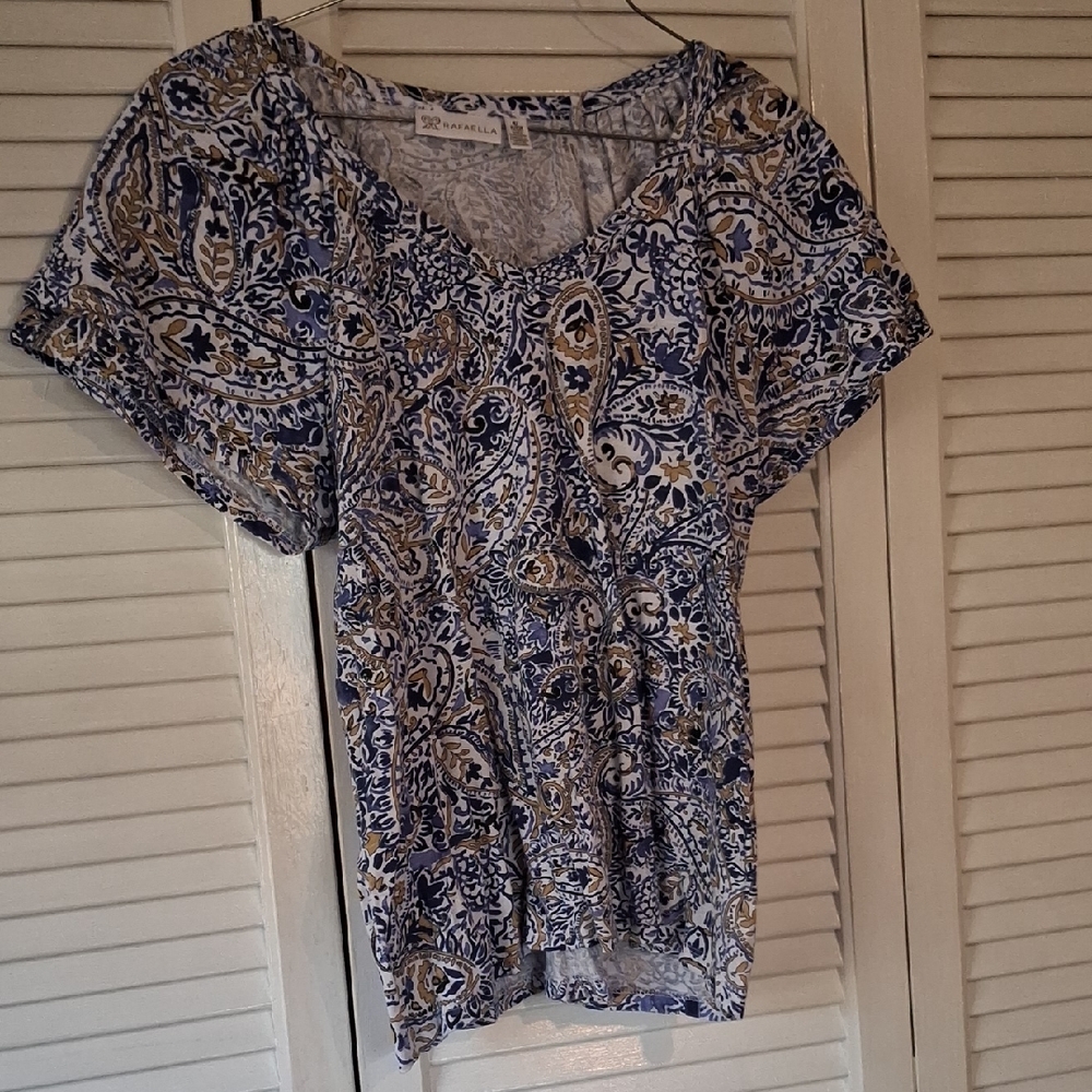 Rafaella Blue and White Paisley Blouse